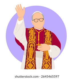 Silhouette of the new Pope greets his election