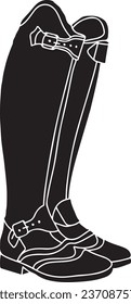 Silhouette of New Riding Boots - High-Quality Equestrian Equipment, Vector Drawing of Horse Riding Gear - Isolated Boot Silhouette