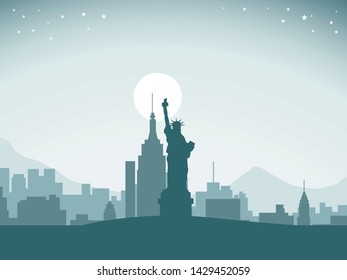 Silhouette of new york city illustration.new york city vector