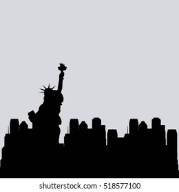 silhouette of New york city over white background. vector illustration