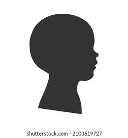 Silhouette of a newborn's head. Profile view. Vector illustration isolated on white background