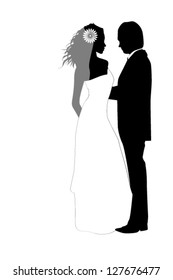 silhouette newlyweds. vector