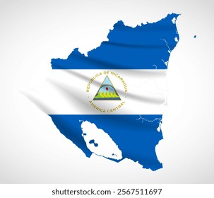 Silhouette of Nicaragua map filled with the Nicaraguan flag design, symbolizing national pride, cultural heritage, and geographic identity.  
