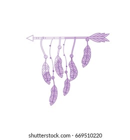 silhouette nice arrow with feather design decoration