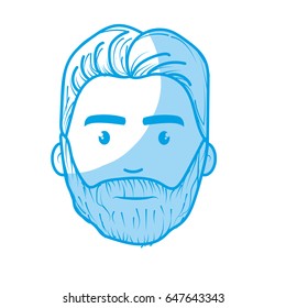 silhouette nice face man with beard and hairstyle