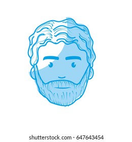 silhouette nice face man with beard and hairstyle
