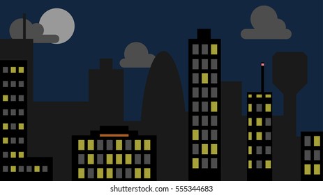 Silhouette night city