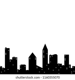silhouette of night city on white background, vector