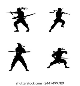silhouette of a ninja image group side view