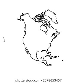 The silhouette of the North American continent is prominently displayed, showcasing its unique contours.