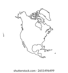 A silhueta do continente norte-americano é exibida de forma proeminente, apresentando seus contornos únicos.