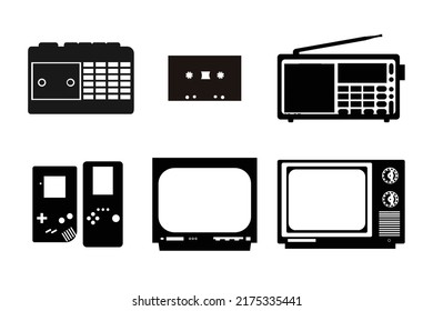 silhouette nostalgia tv radio cassette games 