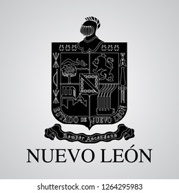 Silhouette of of Nuevo Leon Coat of Arms. Mexican State. Vector illustration