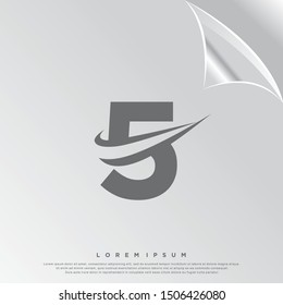 silhouette number five logo. simple design. vector icon illustration