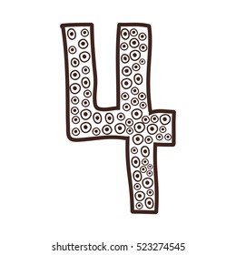 silhouette number four design with circular shapes inside