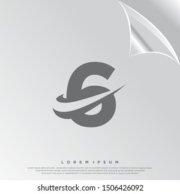 silhouette number six logo. simple design. vector icon illustration