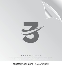 silhouette number three logo. simple design. vector icon illustration