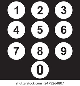 Silhouette  numbers set icon vector. Black numbers icons on white background. flat style in Vector illustration.