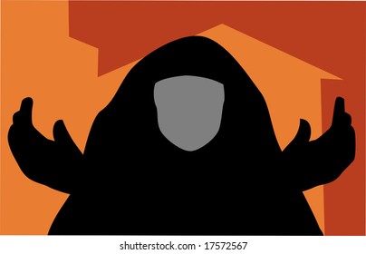  silhouette of a nun praying 	