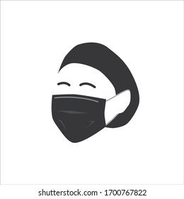 silhouette of the nurse wearing a medical mask vector