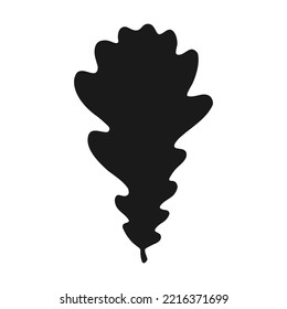 Silhouette oak leaf. Hand drawn autumn vector illustration.