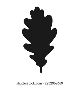 Silhouette oak leaf. Hand drawn autumn vector illustration.