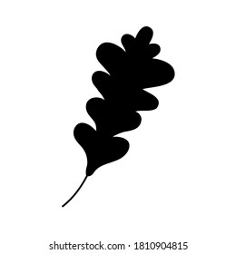 .Silhouette eines Eichenblattes einzeln auf weißem Hintergrund. Flache Vektorgrafik