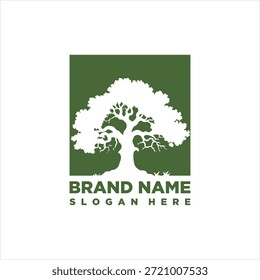Silueta de árbol de roble logo elemento de diseño Plantilla de Vector