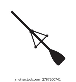Silhouette of an oar with a rowlock mechanism for rowing boats