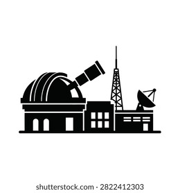 Silhouette of observatory and telescope