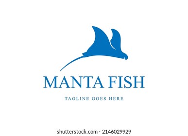 Vector de diseño del logotipo de pescado de manta de océano