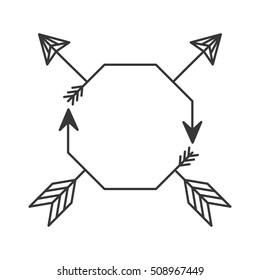 silhouette with octagon shape and arrows