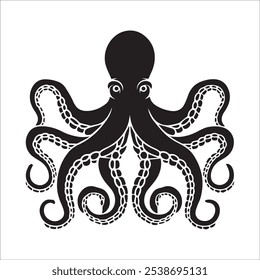 Silhouette of octopus, black and white