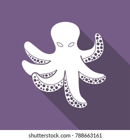 The silhouette of an octopus. Flat vector icon