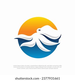 Silhouette Octopus Illustration Logo Vector Template