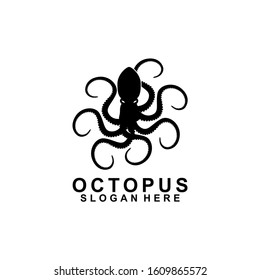Silhouette Octopus logo design vector illustration template