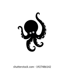 silhouette octopus logo with tentacles_ octopus logo simple shape_good use for tattoo_logo_and icon