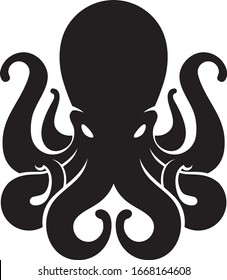 Silhouette of an octopus on light background