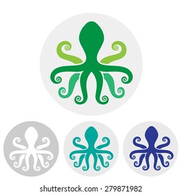 Silhouette of an octopus on  light background