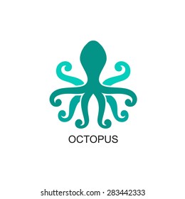 Silhouette of an octopus on  light background. Logo design for the company.