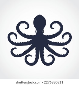 silhouette octopus shape marine logo