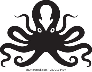 silhouette octopus symbol Icon ,Octopus in cartoon, doodle style