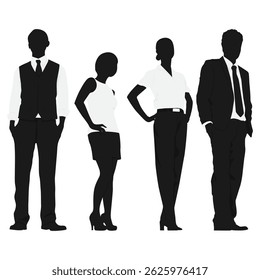 silhouette of office boys and girls
