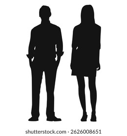 silhouette of office boys and girls