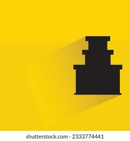 silhouette office building icon with shadow on yellow background