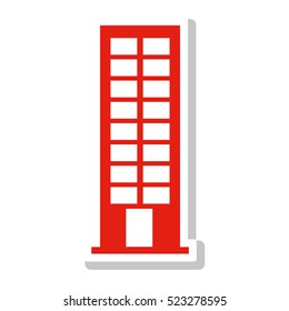 silhouette with office building in light red