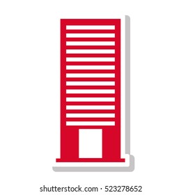 silhouette with office building in red