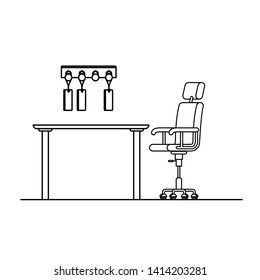 silhouette of office desk with chair icon