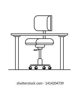 silhouette of office desk with chair icon