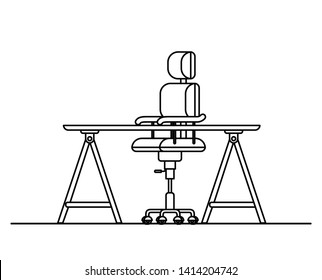 silhouette of office desk with chair icon
